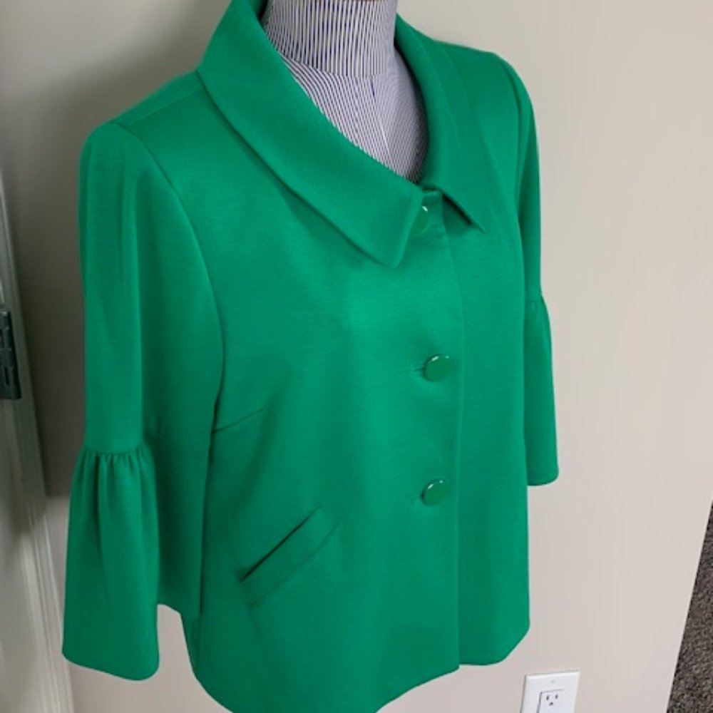 Kelly Green Jacket with Fluted Sleeves - Size 8